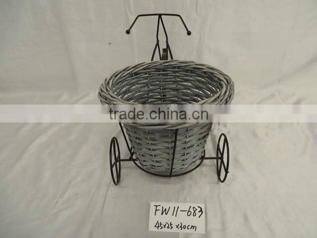 Bicycle frame mini wicker flower basket