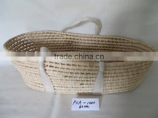 Cheap natural material corn husk handicraft baby basket