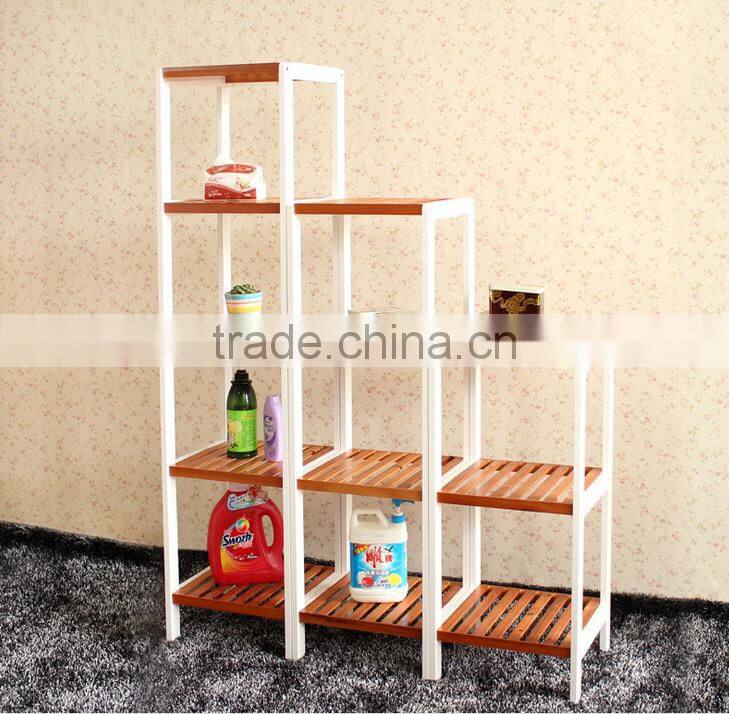 Contrast colour walnut wood shelf for bath room