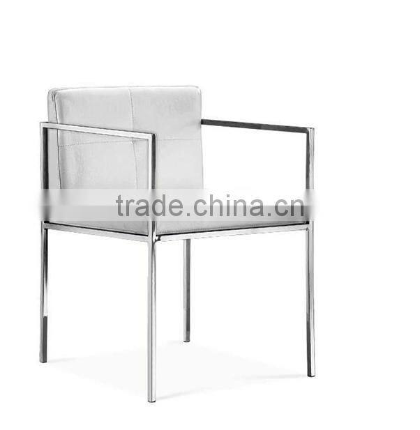 B8002 stainless steel legs pu leather covers dining room chair with arms