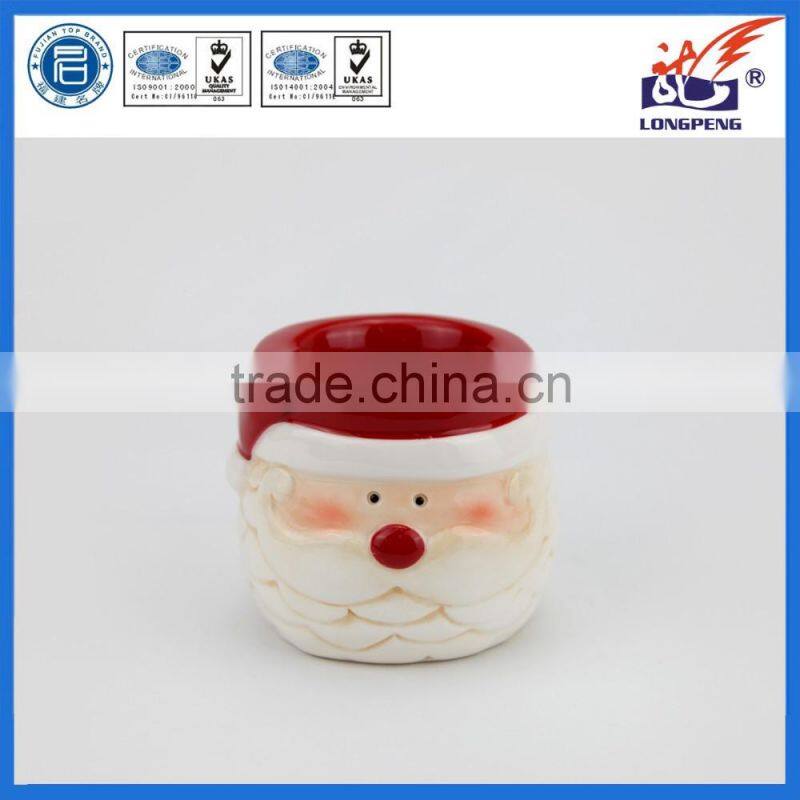 Vintage Santa Claus Candle Holder,Ceramic Votive Christmas & Winter Candle Holder