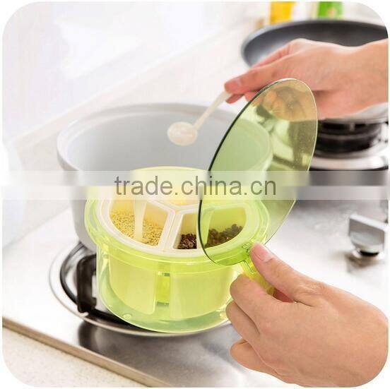 new design 4 cases round plastic spice bottles wholesale spice box seasoning box