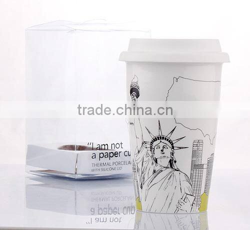 Double-wall Starbucks Porcelain Mug with Silicone Lid