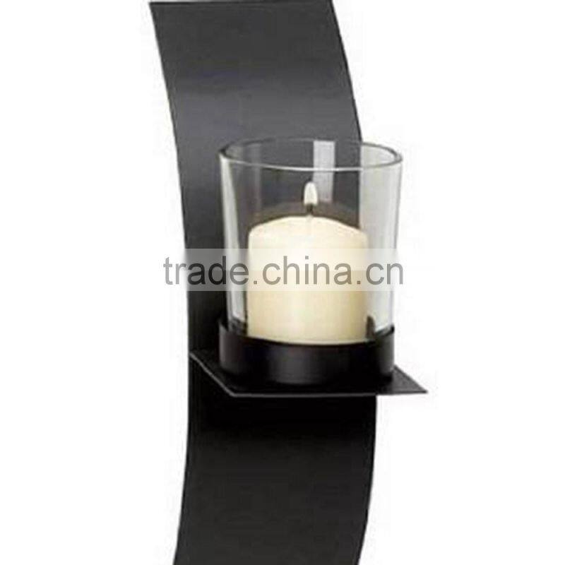 Modern Art Candle Holder Black Metal Wall Sconce Candle Holder