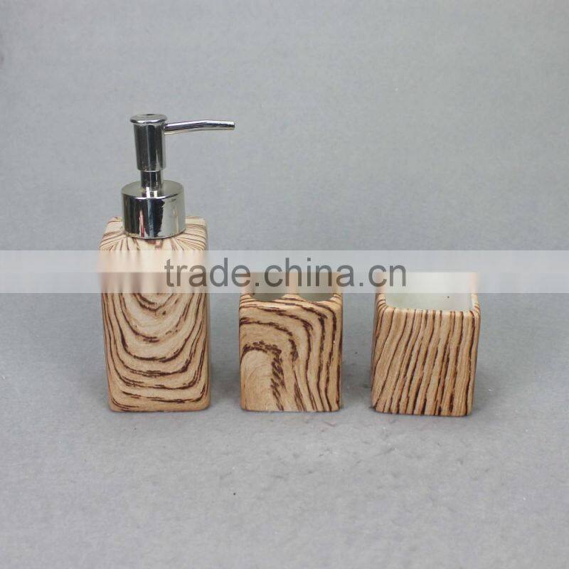 Nature Home Decor Atlantic 3 Piece Teakwood texture Bathroom Accessory Set