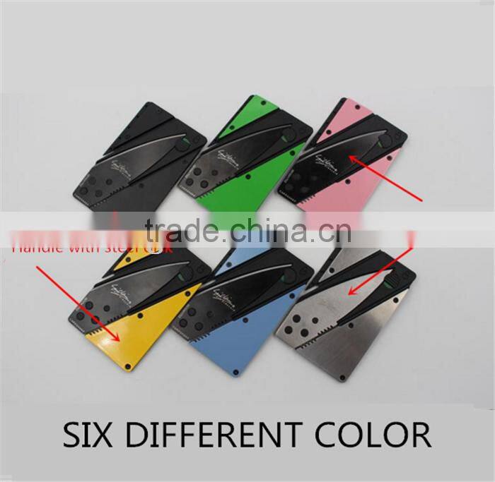 Special gift for men six color stainless steel with metal handle portable survival blade wallet foldable credit card knife