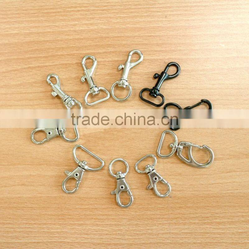 Lanyard hook, Stamping steel Swivel Hook W/Round Eye & Ring, metal hooks Nickel plate, Brass plate, black color, customed color