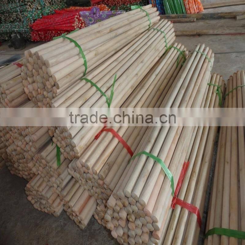 Small cap round wood broom pole