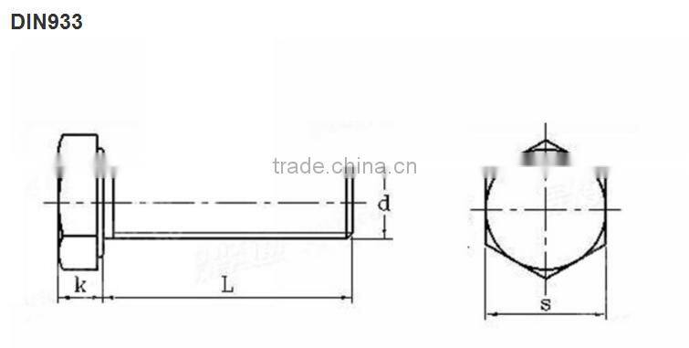 Ti Gr2 DIN 933 M24 x 110 Titanium Hexagon Head Bolts