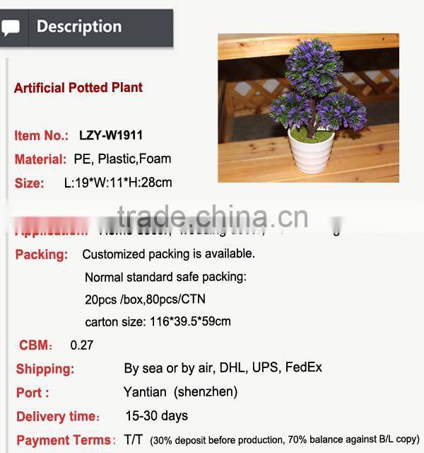 Home and office decoration potted gift items artificial plants mini potted plants