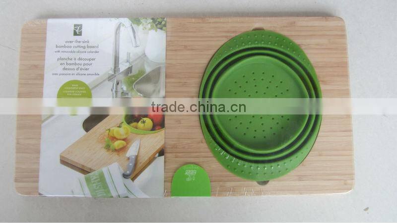 bamboo cutting board with silicone bowl #32024