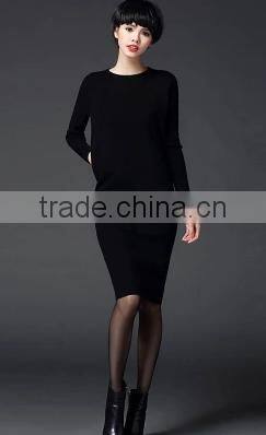 2016 Women Autumn Midi Long Sweater Knitted Wear Wrap Long Sleeve Slim Thin Pullover Skirts