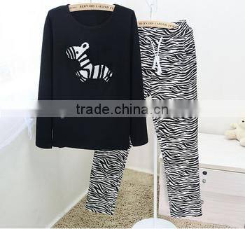 2015 fashion printing soft cotton homewear ,long sleeve sleepwear blank homewear ,lady's printing homewear