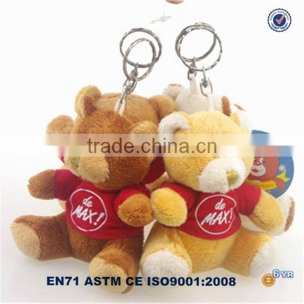 New design high quality plush teddy bear keychain with printing T-shirt