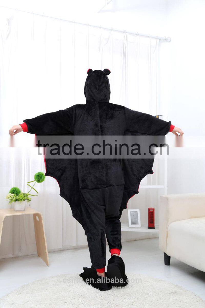 flannel cartoon adult animal jumpsuit animal pajamas jumpsuit bat design