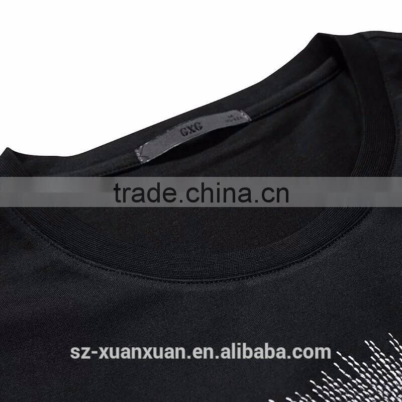 2016 Wholesale Summer black slim printing o-neck men t-shirt