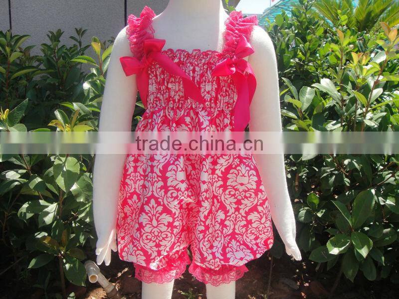 New Arrivals Cheveron Romper Zig Zag Turquoise Satin Bow Straps Baby Rompers