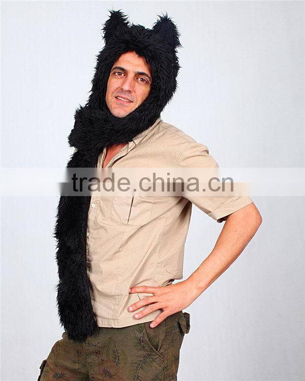 Super quality hot selling stylish animal hood hat scarf gloves with paws