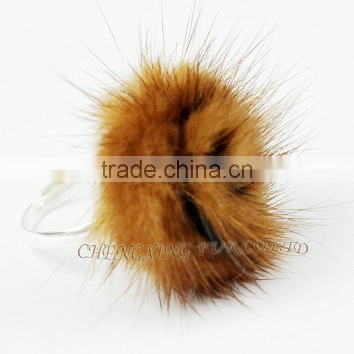 CX-A-53 Genuine Rex Rabbit Fur Flower Five Finger Ring