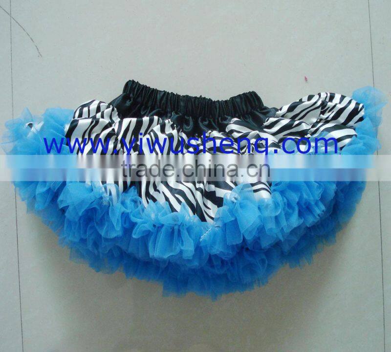 wholesale girls zebra pettiskirt with hot pink chiffon and bowknot,girls fashion tutu skirt