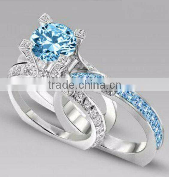 Trendy fashion wholesale fine jewelry romantic cz diamond engagement wedding ring set