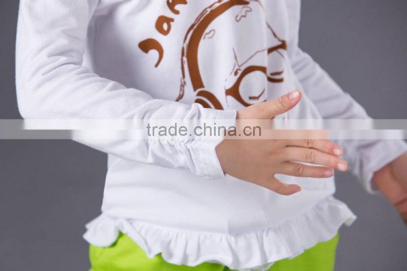 JannyBB Pattern printed pure cotton white long sleeve baby girl shirt kids
