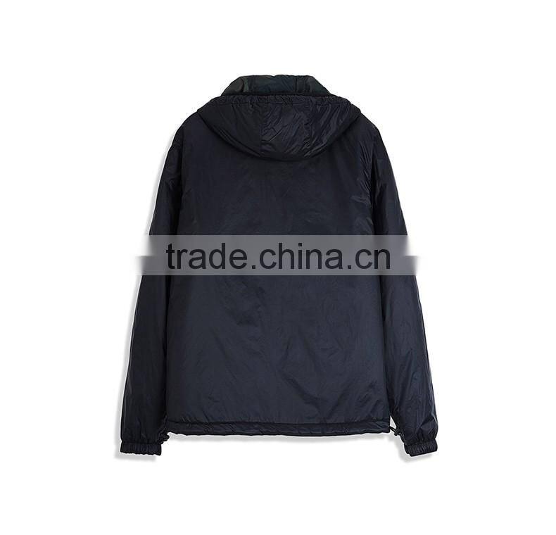 Men'S Hoody Reversible Quilting Padded Jacket With Adjustable Hem