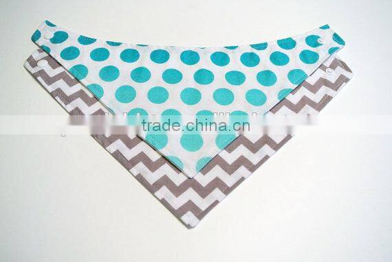 Grey and white polka dot baby bibs factory wholesale baby chevron cotton infant bibs