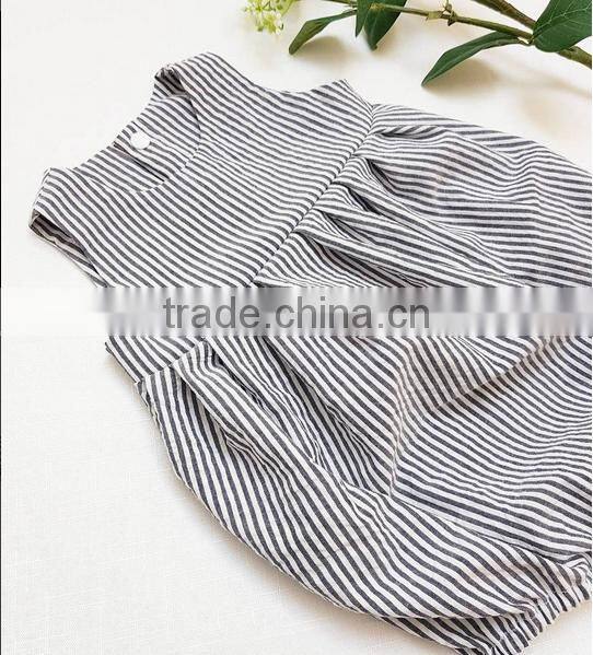 Wholesale Seersucker Baby Clothes Baby Rompers Infant Grey Sleeveless Girls Bodysuit