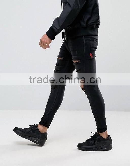 100%Cotton Men Heavy Destruction In Knee Pocket Denim Jean Pants For Men's Jean Wear