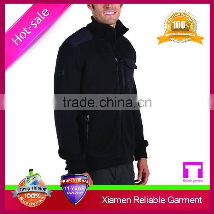 2015 zip style winter soft sweater knit fleece fabric jackets for men sport wear