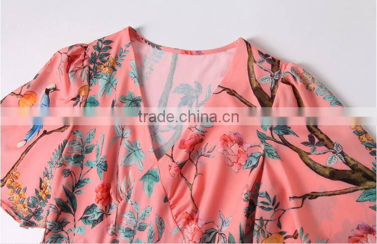 F20047A High quality europe style beautiful women printed dress