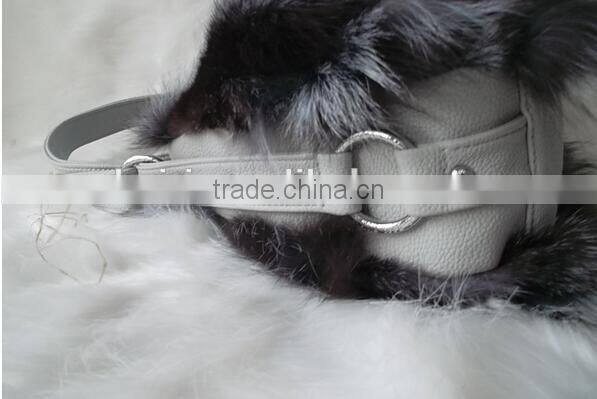 2016 New Arrival Fashion Factory Price Real Silver Fox Fur Lady Handbag