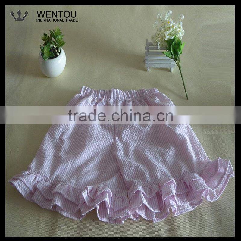New Personalized Striped Ruffle Seersucker Girls Shorts