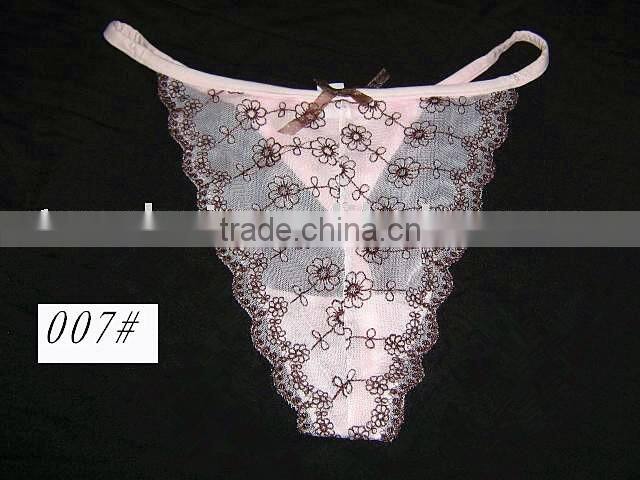 Ladies hot beautiful printing super sexy g-string with luxury lace
