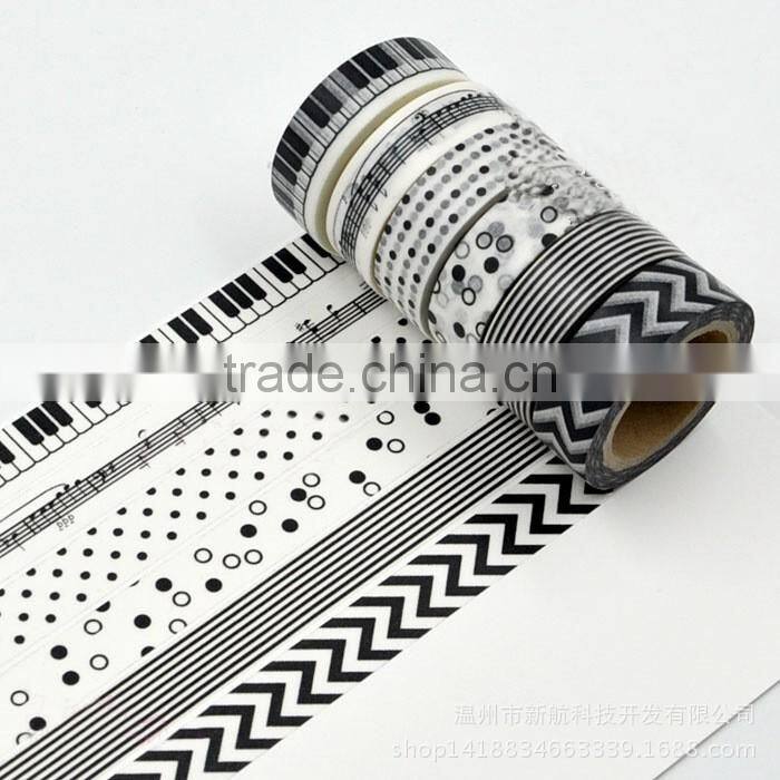 1.5cm*10m white and black washi tape customized paper tape planner accessories