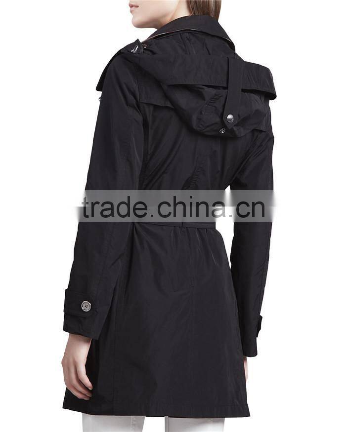 2015 latest trenchcoat black cheap women half coat