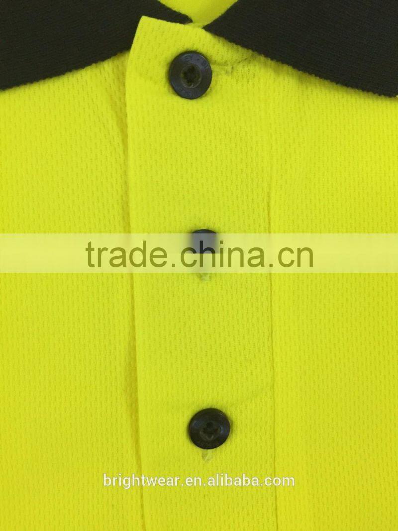 Mens two-tone flame retardant fluorescent reflective sew-on tape workwear safety polo shirt