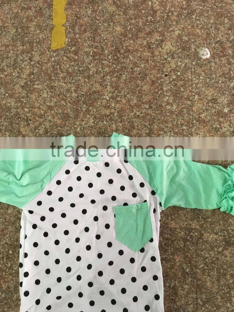 pernickety boutique reglan short sleeve shirt ruffle baby girl clothes cotton 0-14T t shirt with pocket children girl shirt