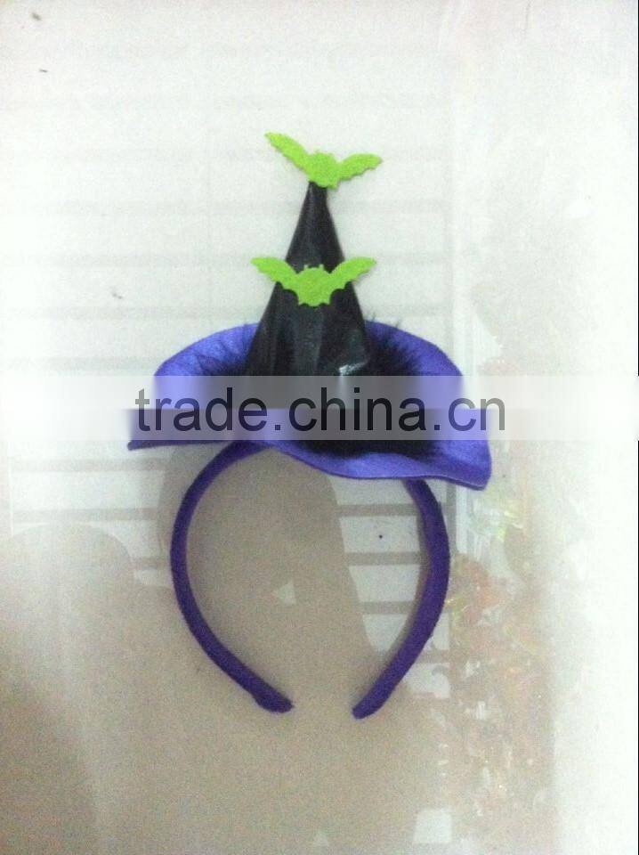 Party Supplier Halloween Witch Hat Headband With Bat