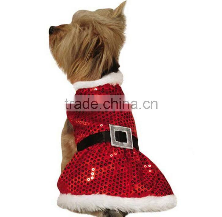 red sequin material pet clothing christmas dog costume pet clothes for dogs
