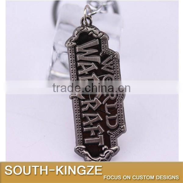 World of Warcraft Antique Silver Metal Plate Keychain