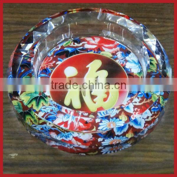 New Stely Fu Word Crystal Ashtray ,Red Crystal Ashtray For Popular Wholesale Festival Items