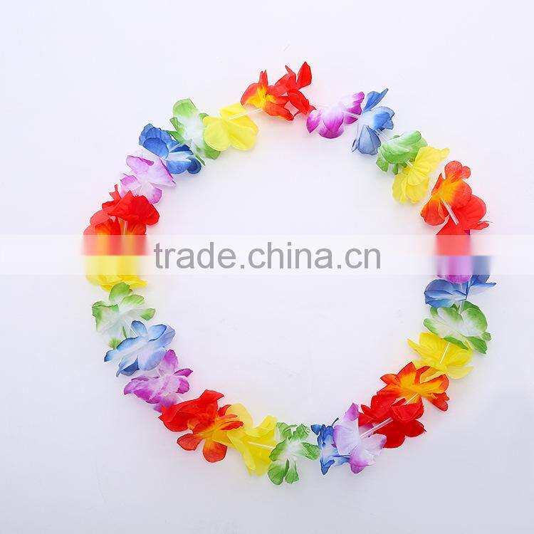 Hawaii Flower Necklaces Hula Lei Garland Set Headband Wristband For Party Dance