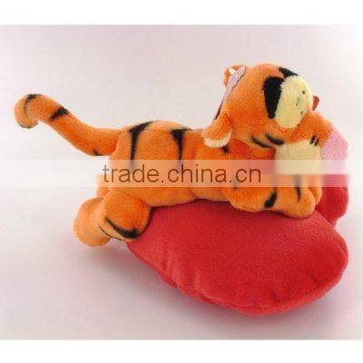 gift plush valentine's day teddy bear on red heart pillow