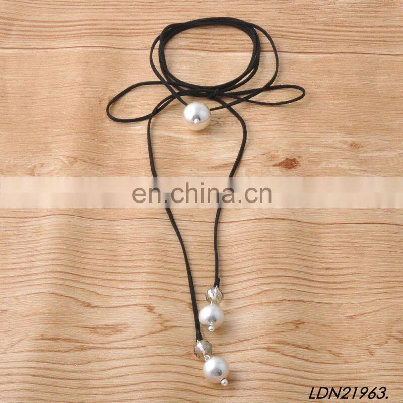 Long Black Layered Leather Thin Double Wrap Choker Bolo Necklace with Gold Tip- Vegan Faux Suede Accessories