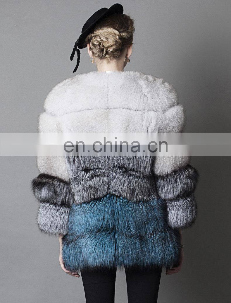 2016 Top Grade Elegant Luxury Winter Warm Real Fox Fur Coat Jacket