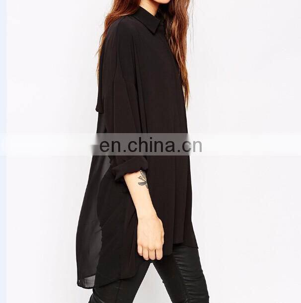 Black long sleeves design New Fashion women Plus size shirts