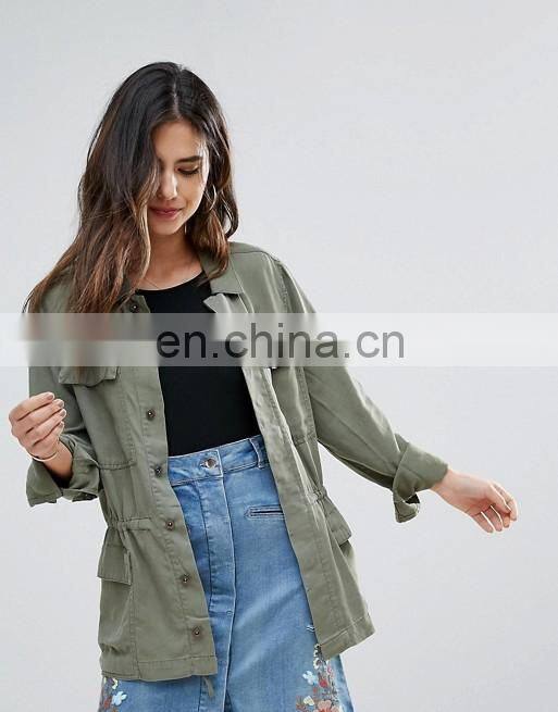 Wholesale ladies winter jacket custom women clothes woman army green winter bomber jacket