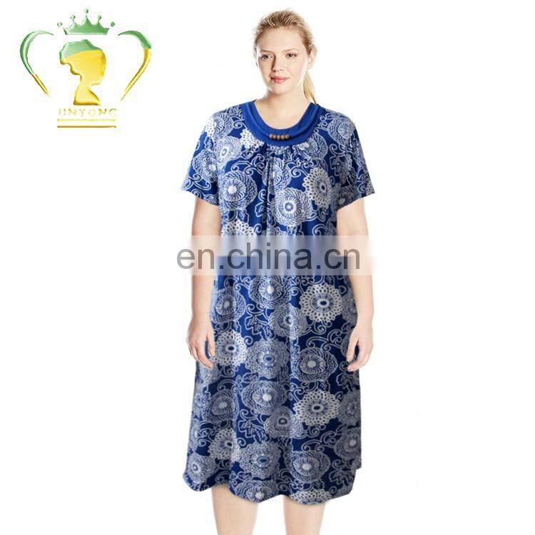 Factory Direct sale short sleeve flower pattern plus size dress women